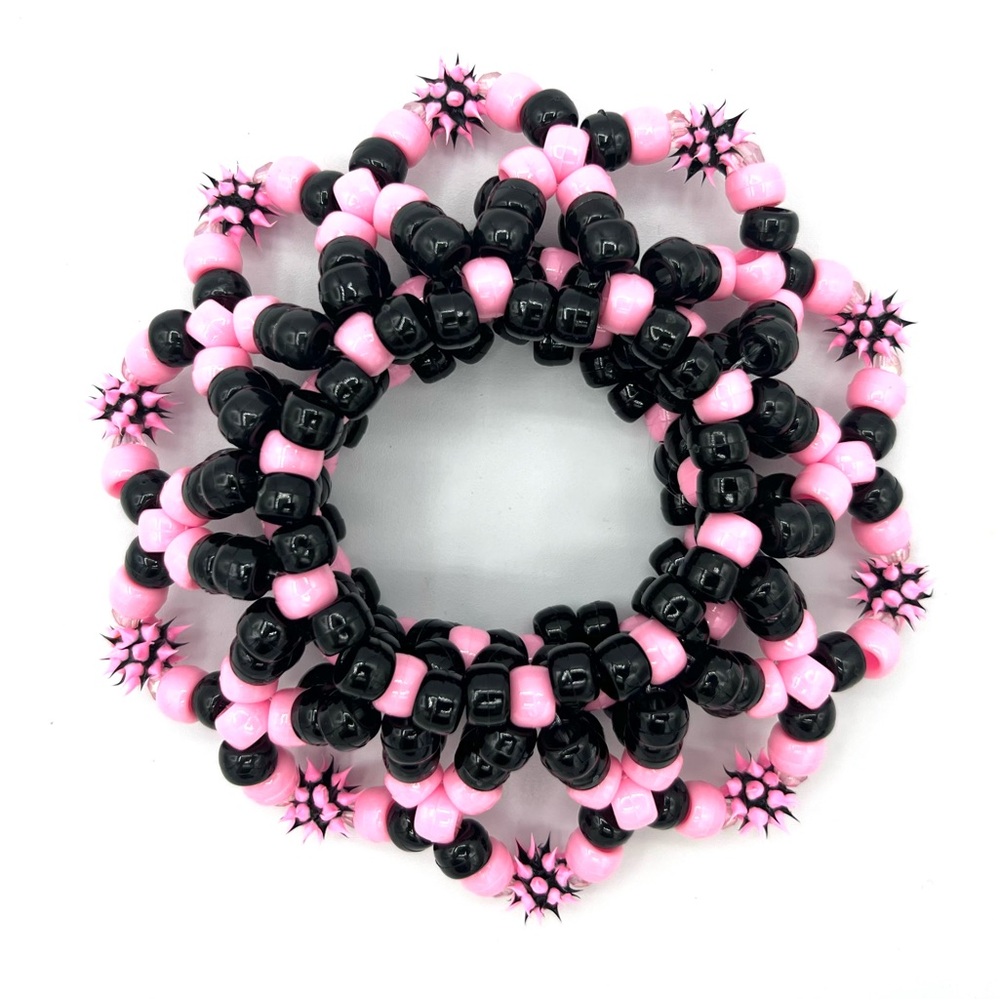 🖤💗RESERVED Black/Pink Silicone Spike Kandi Cuff